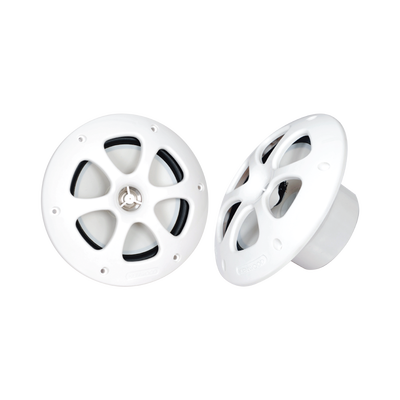 Par de altavoces fabricado en grado marinos en color blanco de 6.5 de 100 W de entrada máxima
