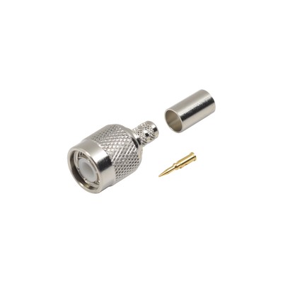 [RFT-1202-2T] Conector TNC Macho de Anillo Plegable para Cables RG-58/U, RG-142/U, LMR-195, Níquel/ Oro/ Teflón.