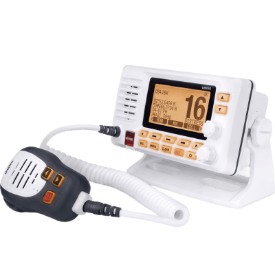 [UM-725G] Radio Móvil Marino VHF / 25W RF / GPS Integrado / NMEA 2000 / DSC Clase D / IPX8 Sumergible / Blanco