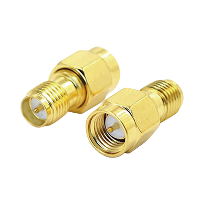 [TT-RM-0021] Adaptador de SMA Macho a SMA Hembra Inverso, Oro/ Oro/ Teflón,