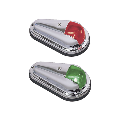 [0955-DP0-STS] Luz de Navegación Bicolor, Acero Inoxidable Pulido, Base Polímero Negro, Lentes Rojo y Verde, 1 Milla Náutica, 12V, 10W, Contactos Bañados en Oro, Para Embarcaciones hasta 12m, Vendido en Pares