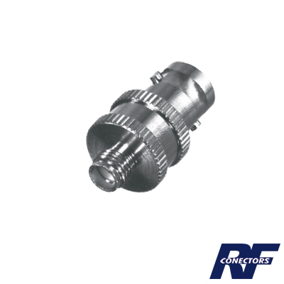 [RFB-1142] Adaptador en Línea de Conector BNC Hembra a SMA Hembra / Radios Portátil Kenwood, Uniden, Níquel/ Oro/ Teflón.