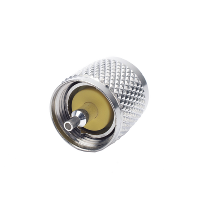 [RFU-508-X] Conector UHF Macho (PL-259) de Anillo Plegable para Cable Coaxial RG-8/X, 9258, LMR-240, Níquel/ Plata/ Baquelita.