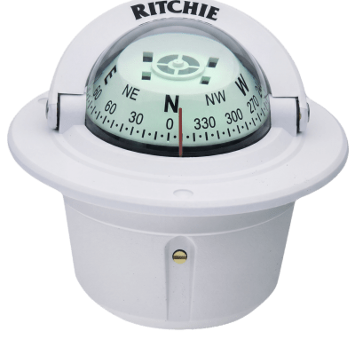 [F-50W] Brújula de Navegación Marítima Ritchie F-50W / Montaje Flush / Dial 2 3/4 (70 mm) / Iluminación Nocturna Verde / DirectiveForce Magnets / Construcción Compuesta Alta Temperatura / 100% Reparable