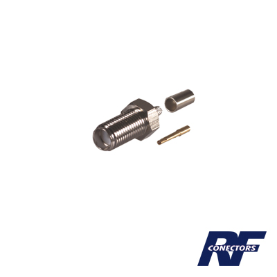 [RSA-3050-C] Conector SMA Hembra de Anillo Plegable para Cable RG-58/U, Niquel/ Oro / Teflón.