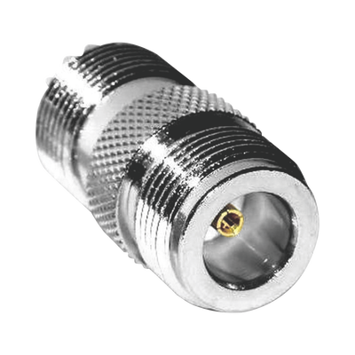 [RFN-1034-1] Adaptador en Línea de Conector N Hembra a UHF Hembra (SO-239), Plata/ Oro/ Teflón.