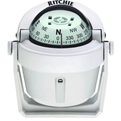Brújula de Navegación Marítima Ritchie B-51W / Montaje en Bracket / Dial 2 (51 mm) / Iluminación Nocturna Verde / DirectiveForce Magnets / Construcción Compuesta Alta Temperatura / 100% Reparable