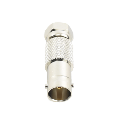 [RFB-1144] Adaptador en Línea para Video, de Conector BNC Hembra a F Macho, 75 Ohm, Níquel/ Oro/ Delrin.
