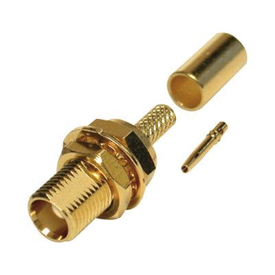 Conector MCX Hembra para Panel Trasero D-Plano, de Anillo Plegable para RG-316/U, Grupo B, Oro/ Oro/ Teflón.