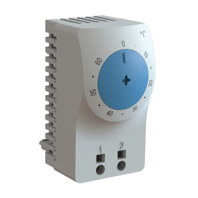 [ATEMNOC] Termostato/Interruptor Para Control de Temperatura en Grados Celsius, Para Uso con Ventiladores, Con Terminales de Conexión, y Clip para Riel Din de 35 mm, Color Gris Claro