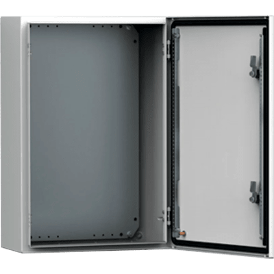 Gabinete de Uso Exterior MAS 800 x 800 x 300 mm (31.5 x 31.5 x 11.8 in) NEMA 4/12/13; IP66; IK10 de Acero Dulce 1.5 mm con Platina de Montaje Incluida Color Gris Claro