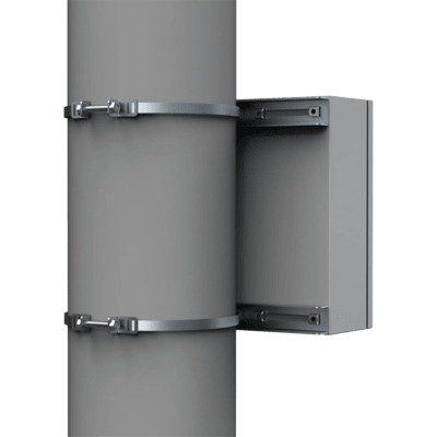 Kit de Fijación para Postes / Enclosure Pole Fixation / Acero Galvanizado / Carga Máxima 900 N / Diámetro Poste 80-250 mm (3.15-9.84 in) / 2 Perfiles + Accesorios