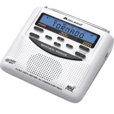 Radio de Alerta Meteorológica / 7 Canales NOAA / Tecnología S.A.M.E. / Sirena 90 dB / Respaldo por Baterías AA / Certificación Public Alert