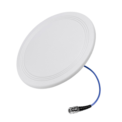 Antena Omnidireccional para Techo Interior / 600-6000 MHz / 5 Bandas Celulares y WiFi / Perfil Ultra Bajo 8 mm / Conector N-hembra / Cable Plenum 30 cm / Material del radomo, ABS