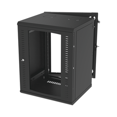 [SR-1916-GAP-V4] Gabinete Abatible de Pared (Con Marco Trasero) con Rack 19 de 16 Unidades. Ventana de Cristal Templado.