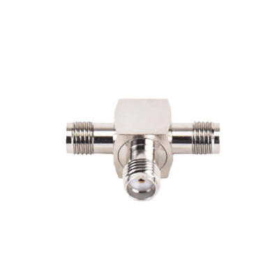 [RSA-3401] Adaptador en Forma T, de Triple Conectores SMA Hembra, Níquel/ Oro/ Teflón.
