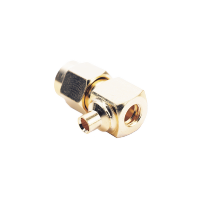 Conector SMA Macho en A/R para cable Semi-Rígido de 0.085 de Diámetro , Oro/ Oro/ Teflón..