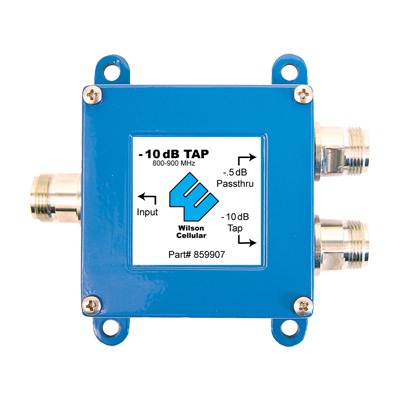 [859-907] Separador TAP -10 dB con rango de frecuencia de 700 a 2500 MHz. Ideal para separar la antenas a diferentes longitudes de cable coaxial. 50 Ohm con conectores N Hembra.