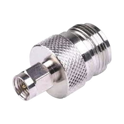 [RSA-3452] Adaptador en Linea de Conector SMA Macho a N Hembra, Niquel/ Oro/ Teflón.