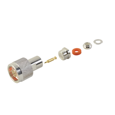 [RFN-1000-1S] Conector N Macho de Rosca para RG-58/U, RG-142/U, Plata/ Oro/ Teflón.