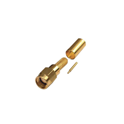 [RSA-3000-1C1] Conector SMA Macho de Anillo Plegable para Cables RG-142/U, LMR-195, Oro/Oro/Teflón.