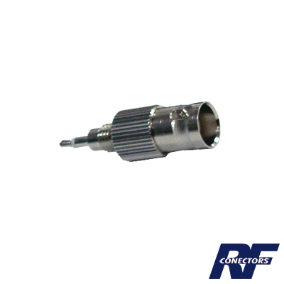 [RFB-1141] Adaptador en Línea, de Conector BNC Hembra a Plug para Fono, Níquel/ Oro/ Teflón.
