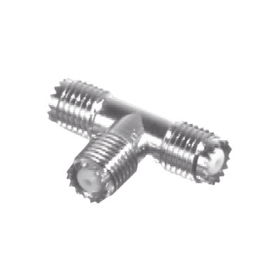 [RFU-632] Adaptador en T, de Conector Mini-UHF Hembra a Doble Mini-UHF Hembra, Níquel/ Plata/ Teflón.