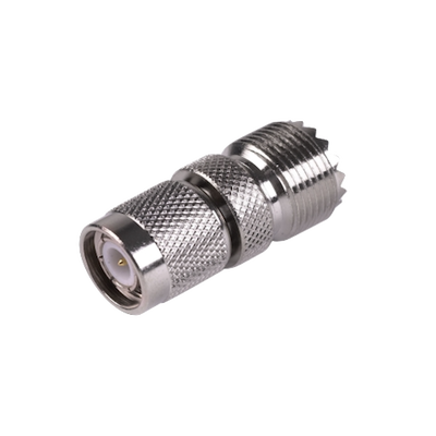 [RFT-1235] Adaptador en Línea de Conector TNC Macho a Conector UHF Hembra (SO-239), Níquel/ Oro/ Teflón.