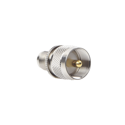 [RFT-1236] Adaptador en Línea de Conector TNC Hembra a UHF Macho (PL-259), Níquel/ Oro/ Teflón.