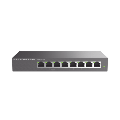 [GWN7701P] Switch PoE+ Gigabit No Administrable / 8 puertos 10/100/1000 Mbps / 4 puertos PoE+ / hasta 60W