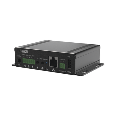 [PA3F] Gateway para Voceo IP/SIP, Entrada de audio (3.5mm), salida de amplificador integrado de hasta 30W, puerto USB (reproducción de MP3),