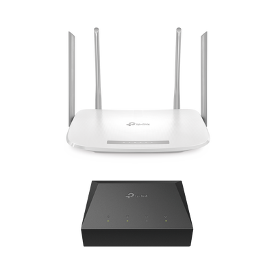 [KITONU-EC220G5] Kit de ONU Gigabit XZ000G3 con Router Router Inalámbrico ISP doble banda AC, Hasta 1167 Mbps, 4 antenas externas omnidireccional, Puertos Gigabit