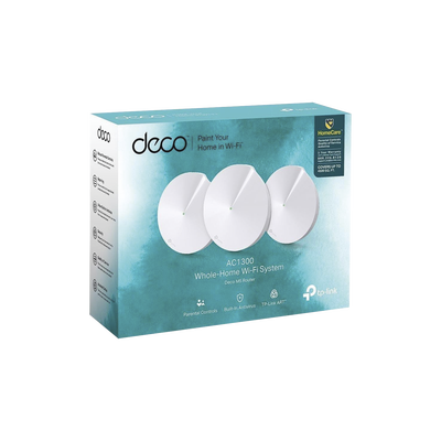 [DECOM5-3PACK] Kit 3 Routers Inalámbricos MESH Interior para Hogar / Doble Banda Wi-Fi 5 AC1300 Mbps / 2 Puerto Gigabit WAN/LAN / 4 Antenas Internas / Administración Mediante la App Deco (iOS, Android) / Protección HomeCare