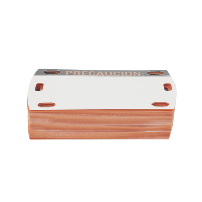 Etiqueta Autolaminada para Identificación de Fibra Óptica Paquete de 25 Piezas, Para Uso Interior/Exterior, Dimensiones de 90 x 50 mm (3.54 x 1.97 Pulgadas), Color Negro con Naranja
