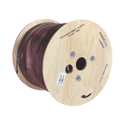Carrete de 2 Kilómetros (6561.68 Pies) de Fibra Óptica Aérea Mini Figura 8 G.657A1 Tipo Drop, Monomodo de 1 Hilo (Unifibra), Color Negro, Span 80