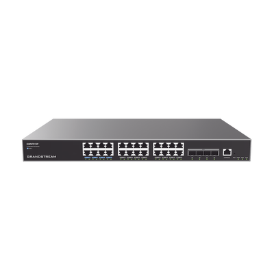 [GWN7813P] Switch Capa 3 PoE+ Administrable / 24 puertos 10/100/1000 Mbps + 4 Puertos SFP+ de 10 Gigabits / Hasta 360W / Compatible con GWN Cloud.