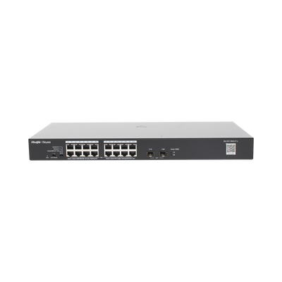 [RG-ES118GS-P-L] Switch PoE+ No Administrable, Hasta 247 Watts, con 16 Puertos Gigabit PoE+ y 2 Uplinks SFP 1G, Visible en la Topología