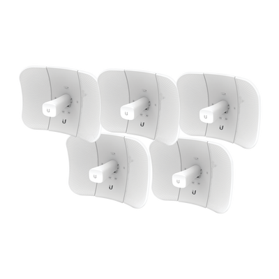 [LBE-5AC-GEN2-5] Kit de 5 LiteBeam 2x2 MIMO airMAX AC GEN2 CPE hasta 450 Mbps, 5 GHz (5150 - 5875 MHz) con antena integrada de 23 dBi