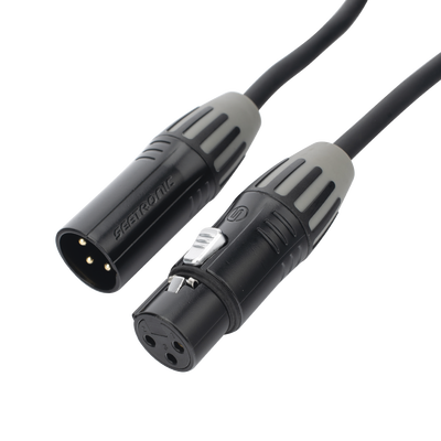 [CMC-MF3-MM3-L-3M] Cable XLR | 3 polos | Conector Hembra-Macho | Serie M | Carcasa Negra | Contactos Dorados | Ideal para Microfonía | Longitud 3m