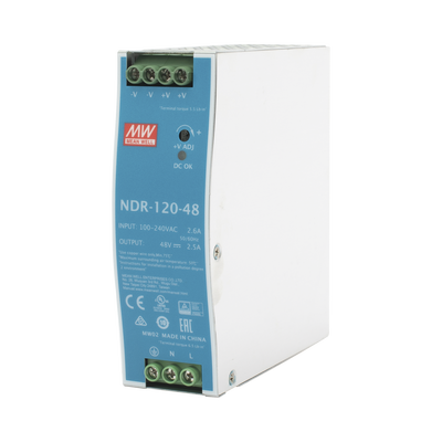 [NDR-120-48] Fuente de poder industrial de 120 W, salida 48 Vcc, entrada 90~264 VCA, para montaje en riel DIN,