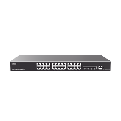 [GWN7813] Switch Capa 3 Administrable / 24 puertos 10/100/1000 Mbps + 4 Puertos SFP+ de 10 Gigabits / Compatible con GWN Cloud.