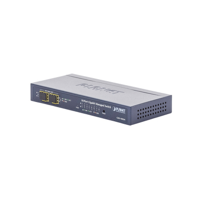 [GSD-1002M] Switch Administrable de Escritorio de 8 Puertos Gigabit/ 2 Puertos SFP / 20 Gbps Switching / PoE In 802.3af/at / Dual Power DC + PoE / VLAN Q-in-Q / IPv6/IPv4/ Administración Remota con CloudNMS