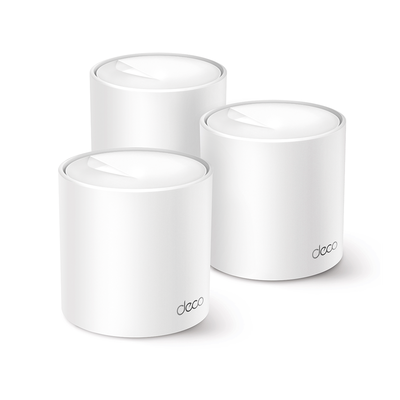 [DECOX10-3PACK] Kit 3 Routers Inalámbricos MESH Interior para Hogar / Doble Banda Wi-Fi 6 AX1500 Mbps / 2 Puerto Gigabit WAN/LAN / 2 Antenas Internas / Administración Mediante la App Deco (iOS, Android) / Protección HomeShield