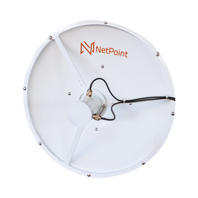 Antena blindada de alto rendimiento de 3 ft, 3.3-3.9 GHz, Ganancia 31 dBi, Conectores N-hembra.