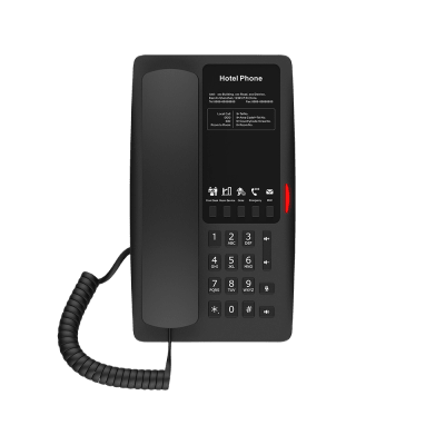 [H4WB] Teléfono IP Hotelero Wi-Fi 6 / 2 Líneas SIP / Doble Banda 2.4/5 GHz / 5 Teclas Programables / Puerto USB-A / PoE 802.3af / Diseño Negro