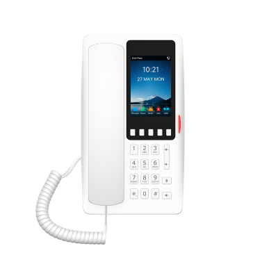 Teléfono IP Hotelero Wi-Fi 6 / Pantalla IPS 3.5 320x480 / 2 Líneas SIP / 5 Teclas Programables / Puerto USB-A / PoE 802.3af / Audio HD / Diseño Blanco