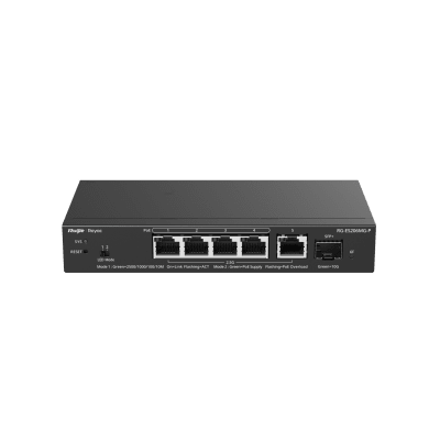 [RG-ES206MG-P] Switch Administrable Capa2 PoE+ con 5 puertos Multi-Gigabit 2.5Gb, hasta 70w PoE