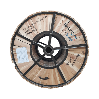 [GYFC-8S-06C-S120/4KM] Carrete de 4 Km Fibra Óptica Aérea Figura 8 Armada Antirroedor G.652D, Monomodo de 6 Hilos, Exterior, Span 120