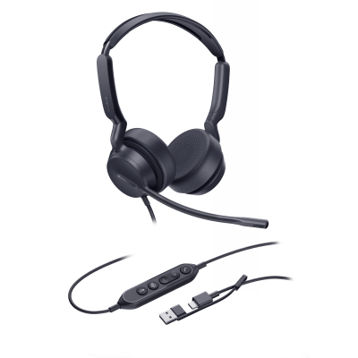 [UH42-DUAL-TEAMS-USB-C/A] Diadema Alámbrica Yealink UH42 Dual con Audio HD y Conectividad USB-C/A Certificada con Microsoft Teams