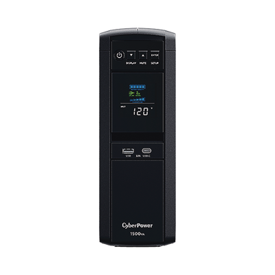 [CP1500PFCLCDA] UPS de 1500 VA/900 W, Topología Línea Interactiva, Entrada 120 Vca NEMA 5-15P, Onda Senoidal Pura, Tipo Torre, Con 10 Tomas NEMA 5-15R